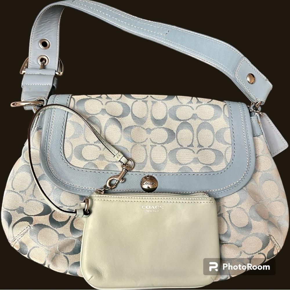 Baby Blue COACH Signature Handbag and Wristlet